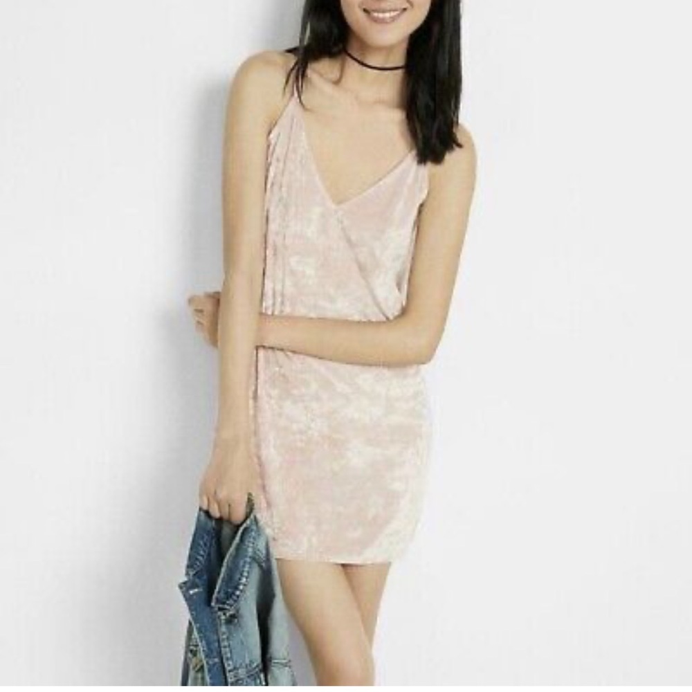 Express Crush Velvet Tie Back Slip Dress